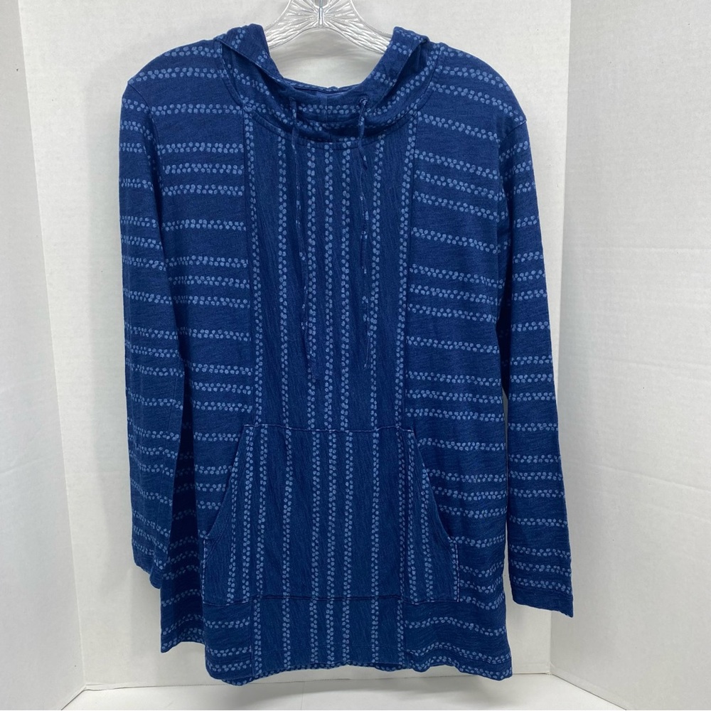 Pure Jill Indigo Boho Long Sleeve Hoodie Front Pocket Size XS 100% Cotton Casual
